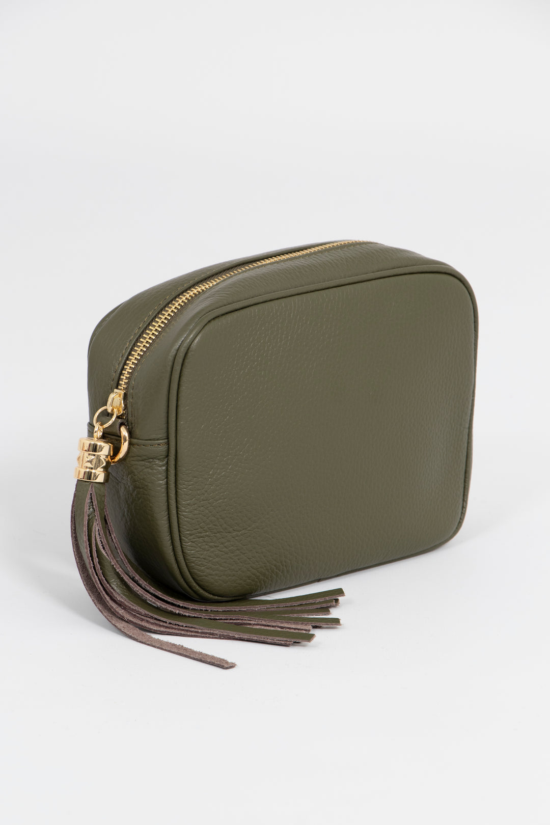 Beau - Italian Leather Crossbody Bag - Khaki, Pebbled