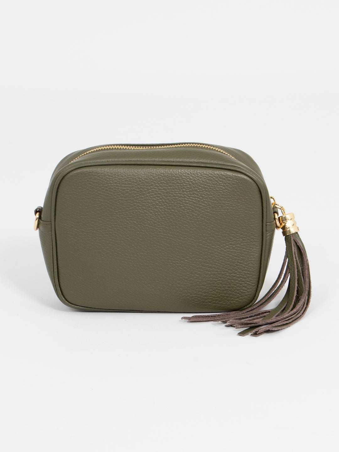 Beau - Italian Leather Crossbody Bag - Khaki, Pebbled