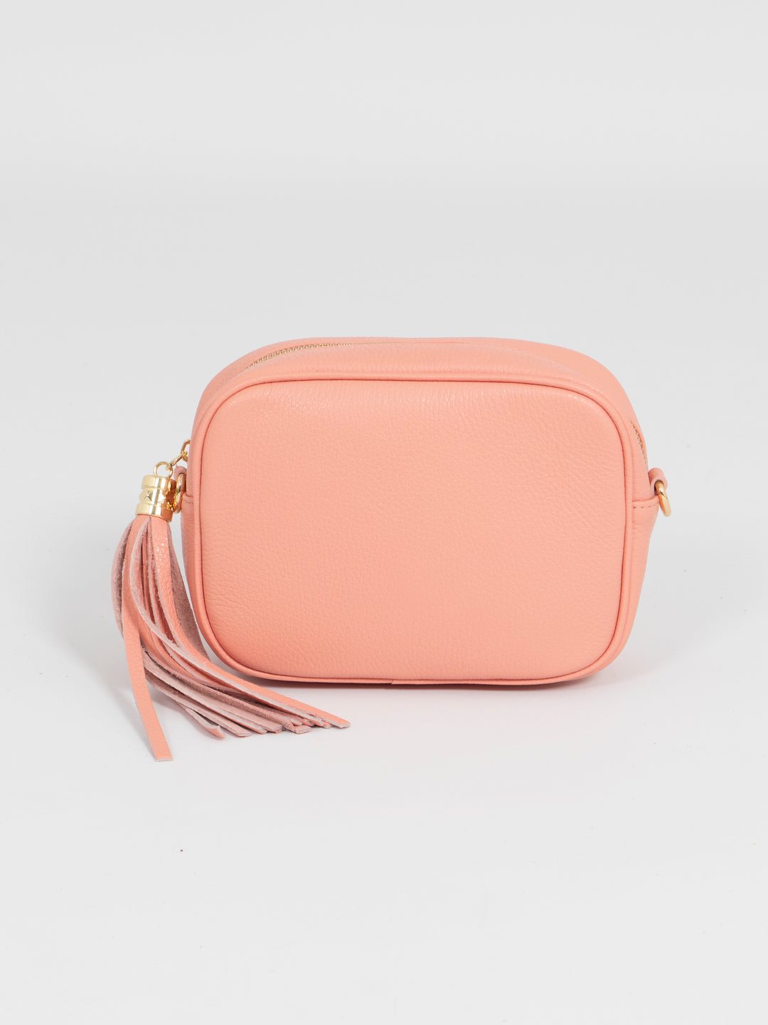 Beau - Italian Leather Crossbody Bag - Salmon Pink, Pebbled