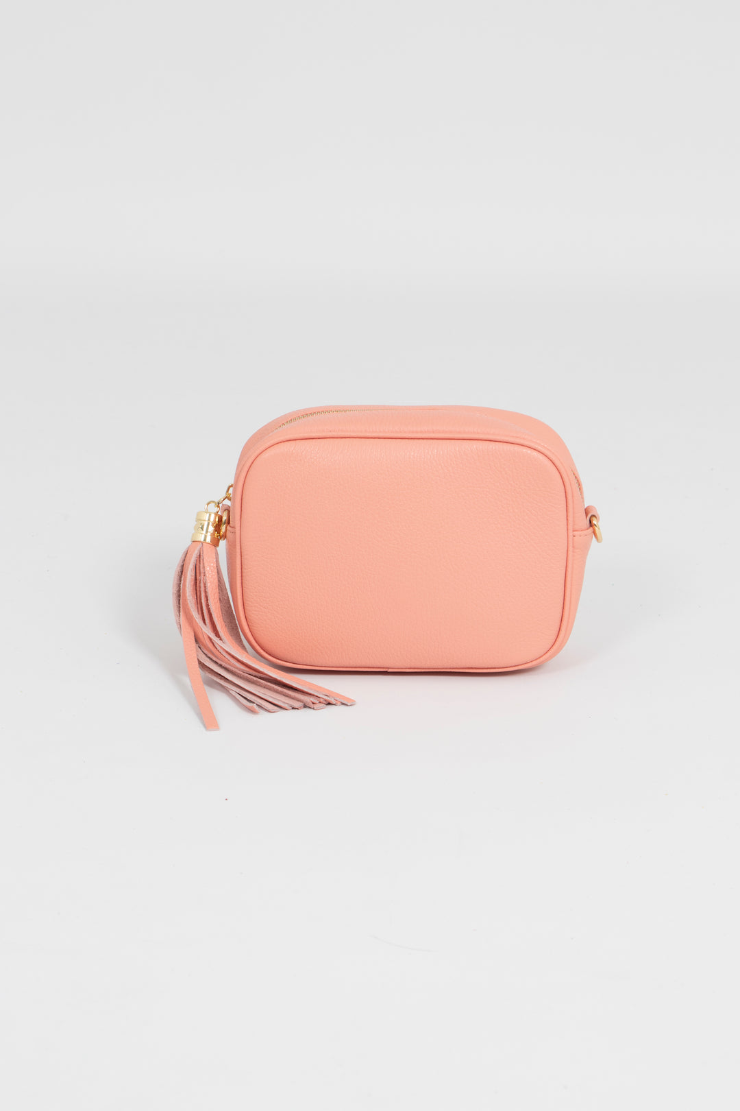 Beau - Italian Leather Crossbody Bag - Salmon Pink, Pebbled