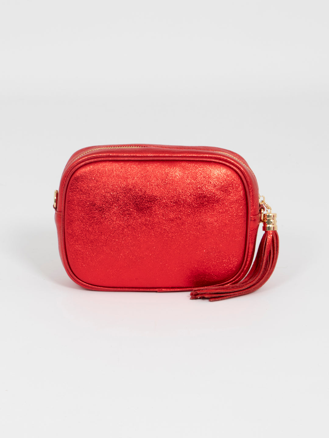 Beau - Italian Leather Crossbody Bag - Scarlet, Metallic