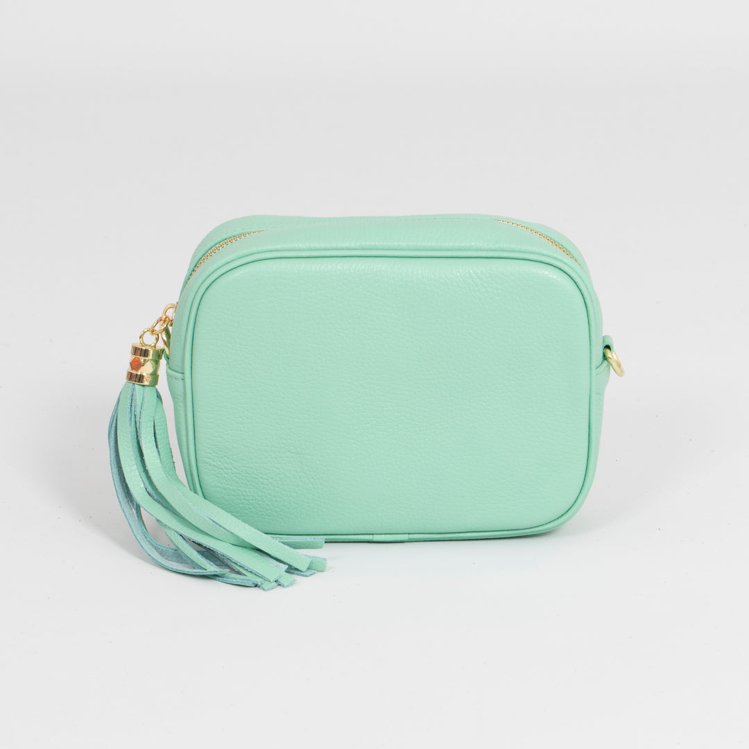 Beau - Italian Leather Crossbody Bag - Mint, Pebbled