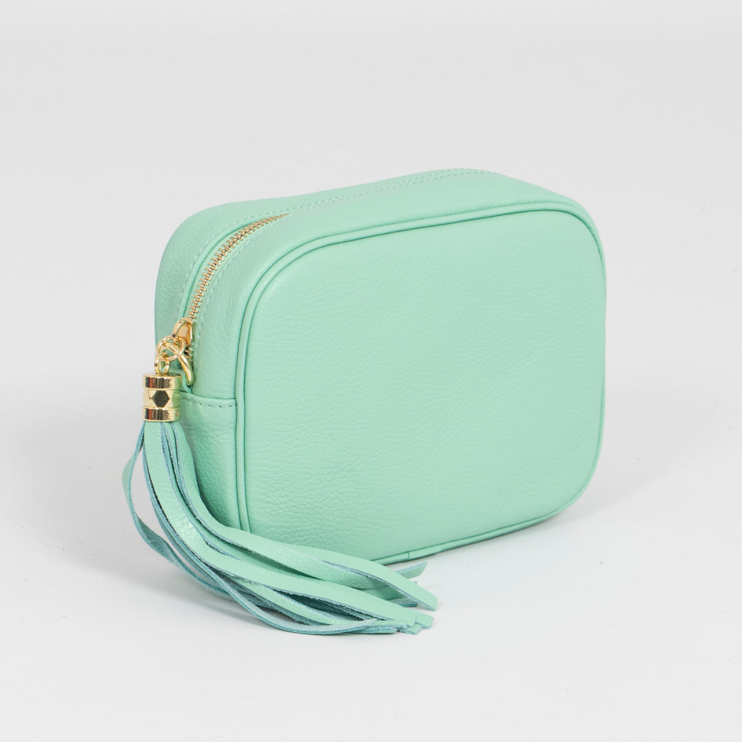 Beau - Italian Leather Crossbody Bag - Mint, Pebbled