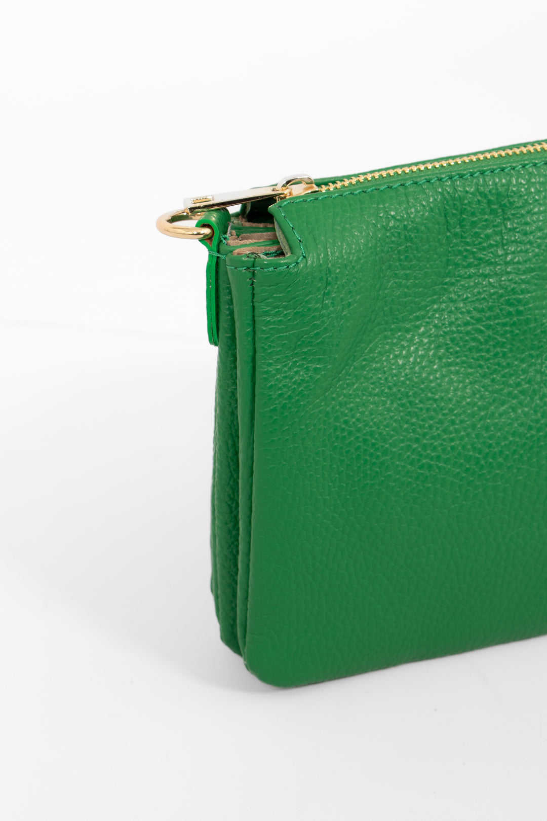 Gia - Italian Leather Crossbody Bag - Bright Green, Pebbled