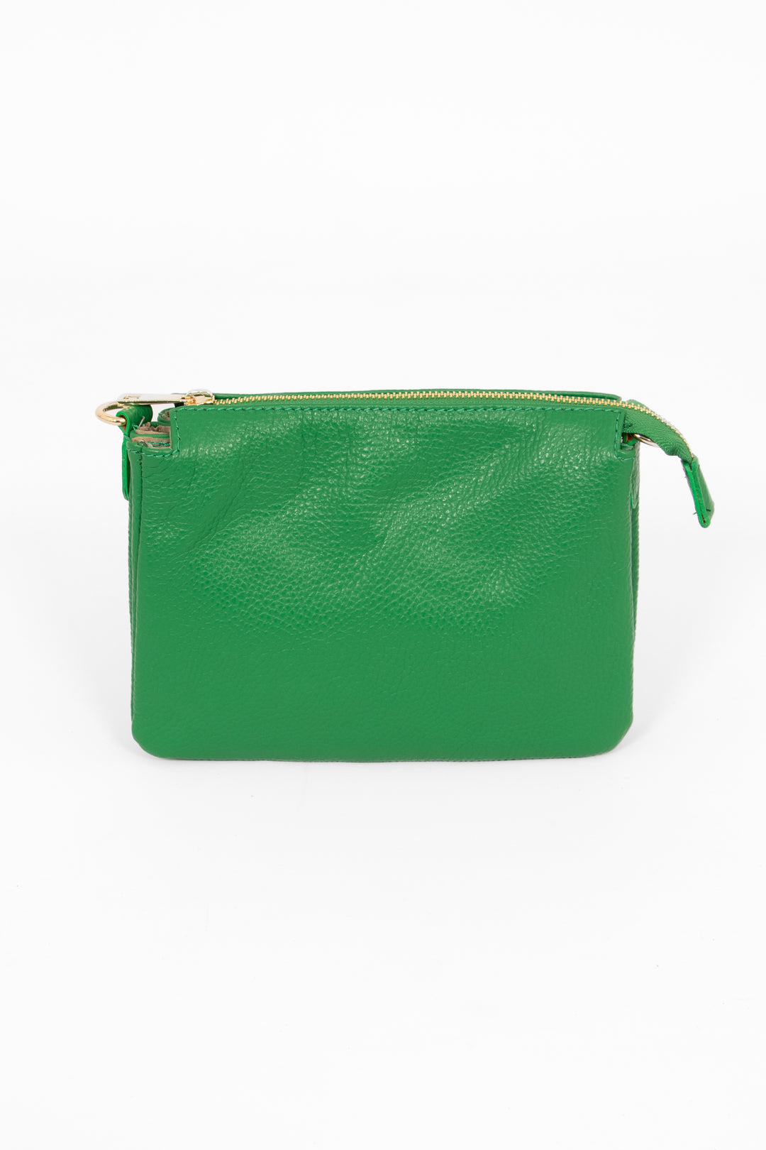 bright green pebbled leather crossbody bag with zip closure 