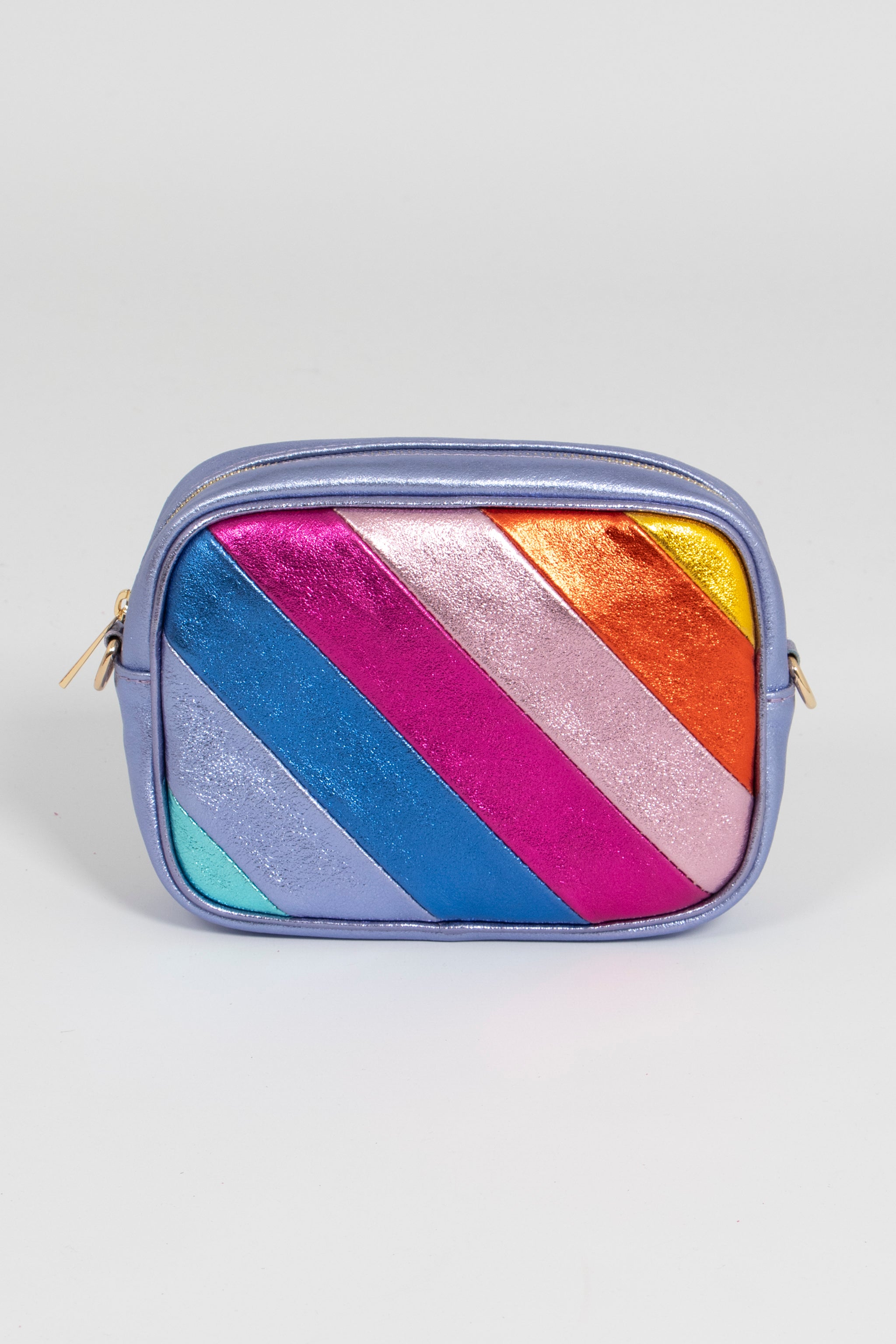 Beau Italian Leather Crossbody Bag Silver Rainbow Metallic MSH Wholesale