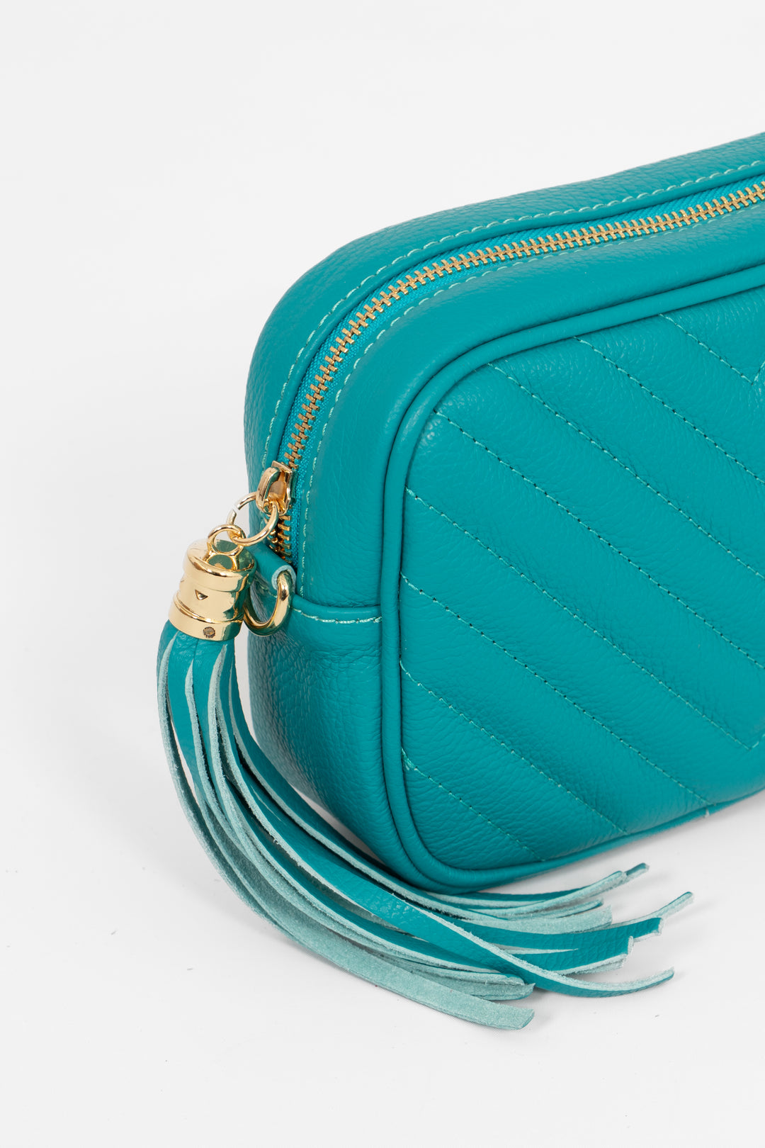 Misty Chevron Crossbody Bag - Turquoise, pebbled