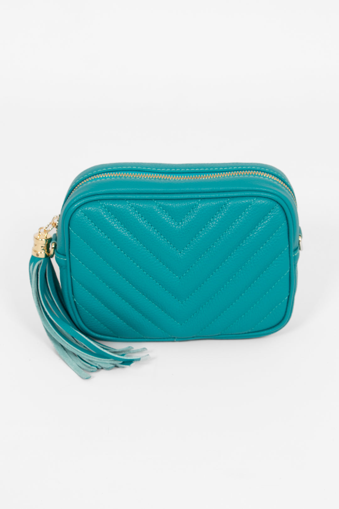 Misty Chevron Crossbody Bag - Turquoise, pebbled