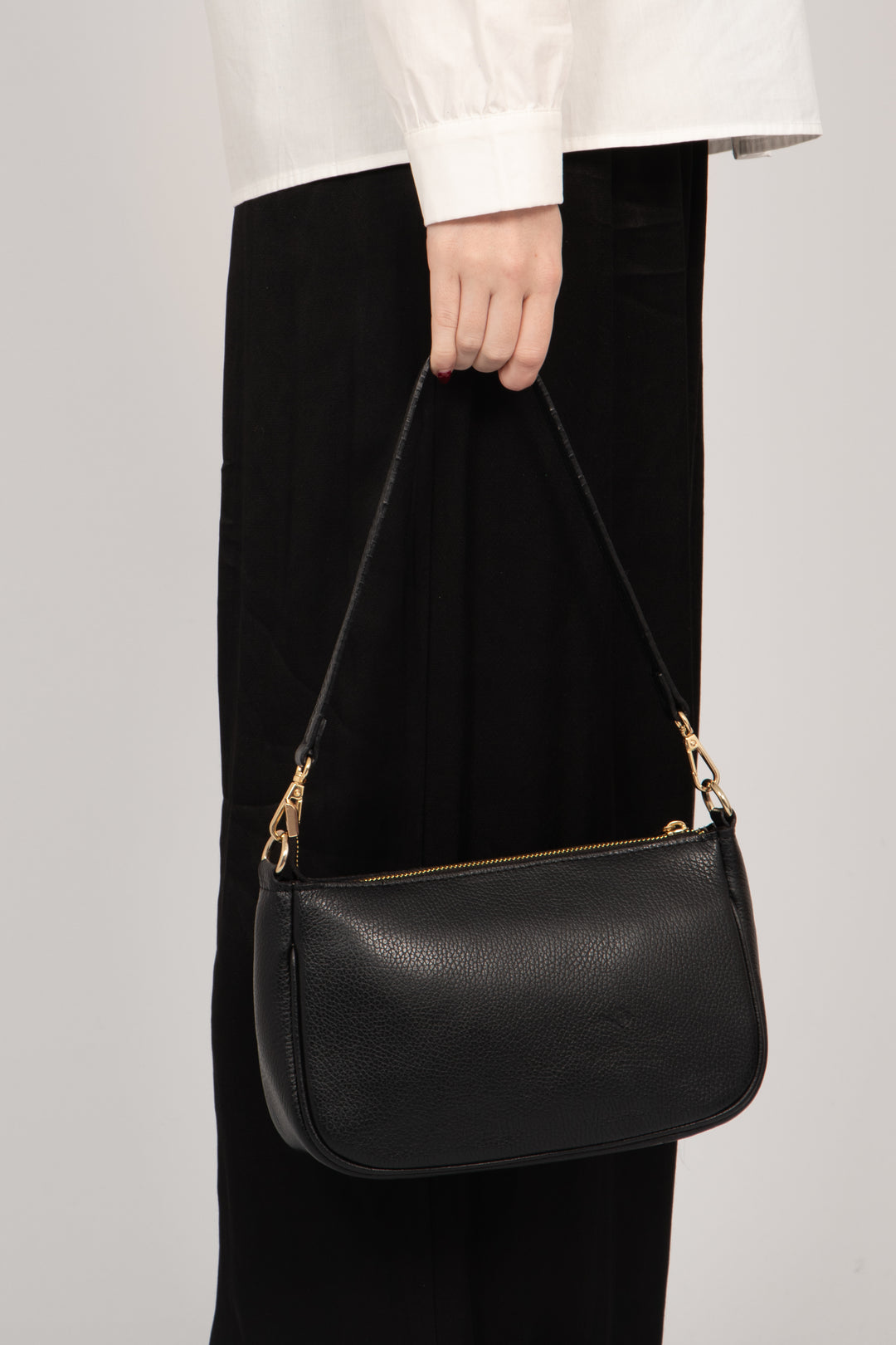 Chloe Baguette Bag - Black, Pebbled