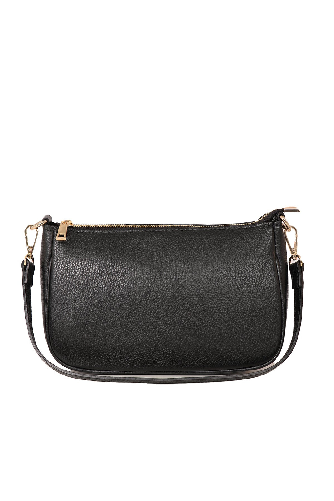 Black Genuine Italian Leather Baguette Bag