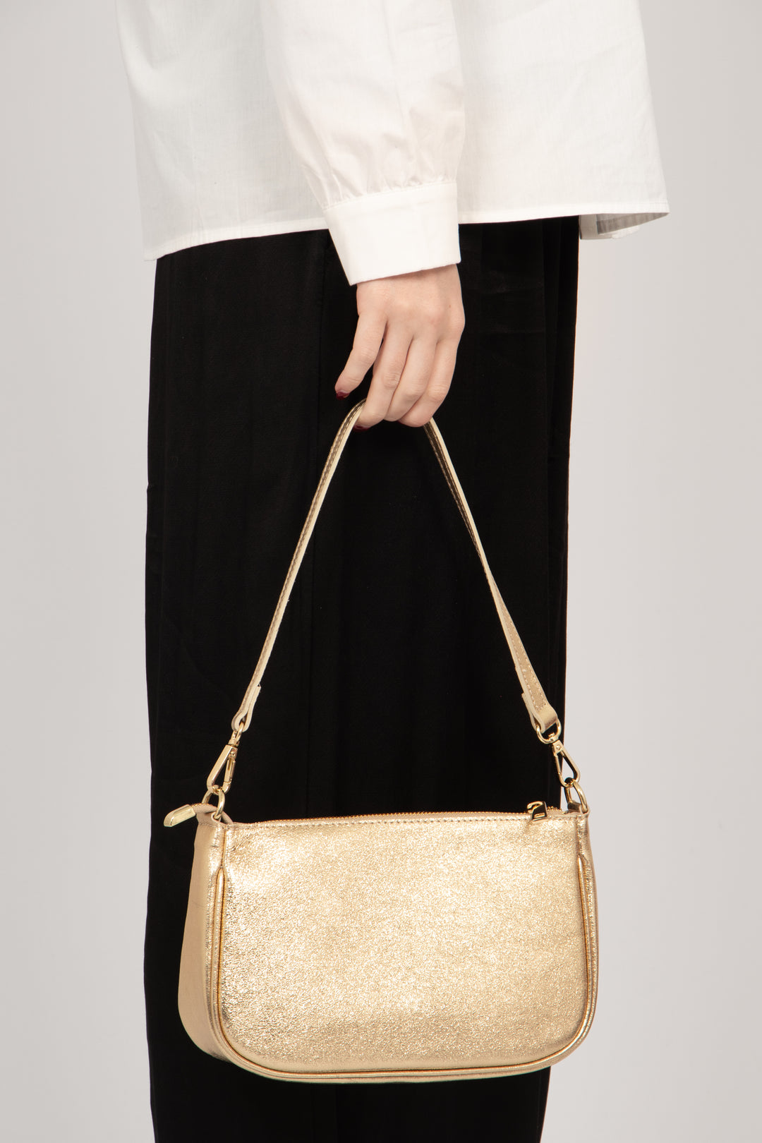 Chloe - Italian Leather Baguette Bag - Gold, Metallic