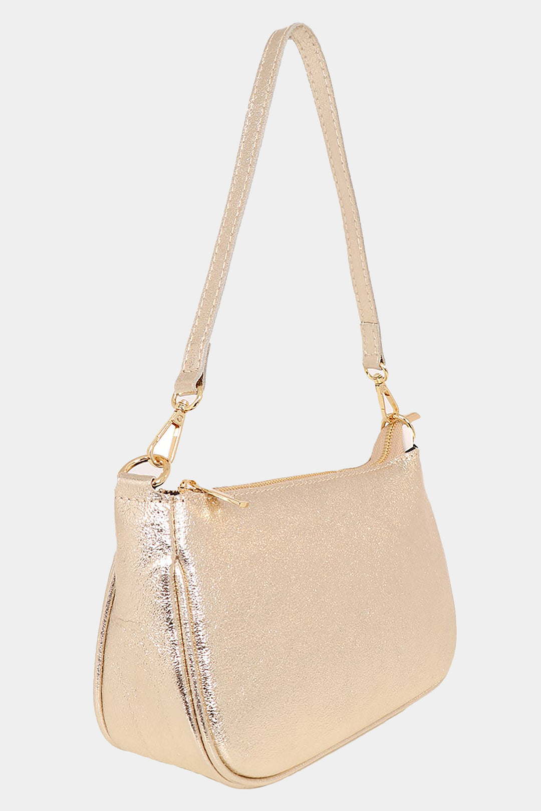 Chloe - Italian Leather Baguette Bag - Gold, Metallic