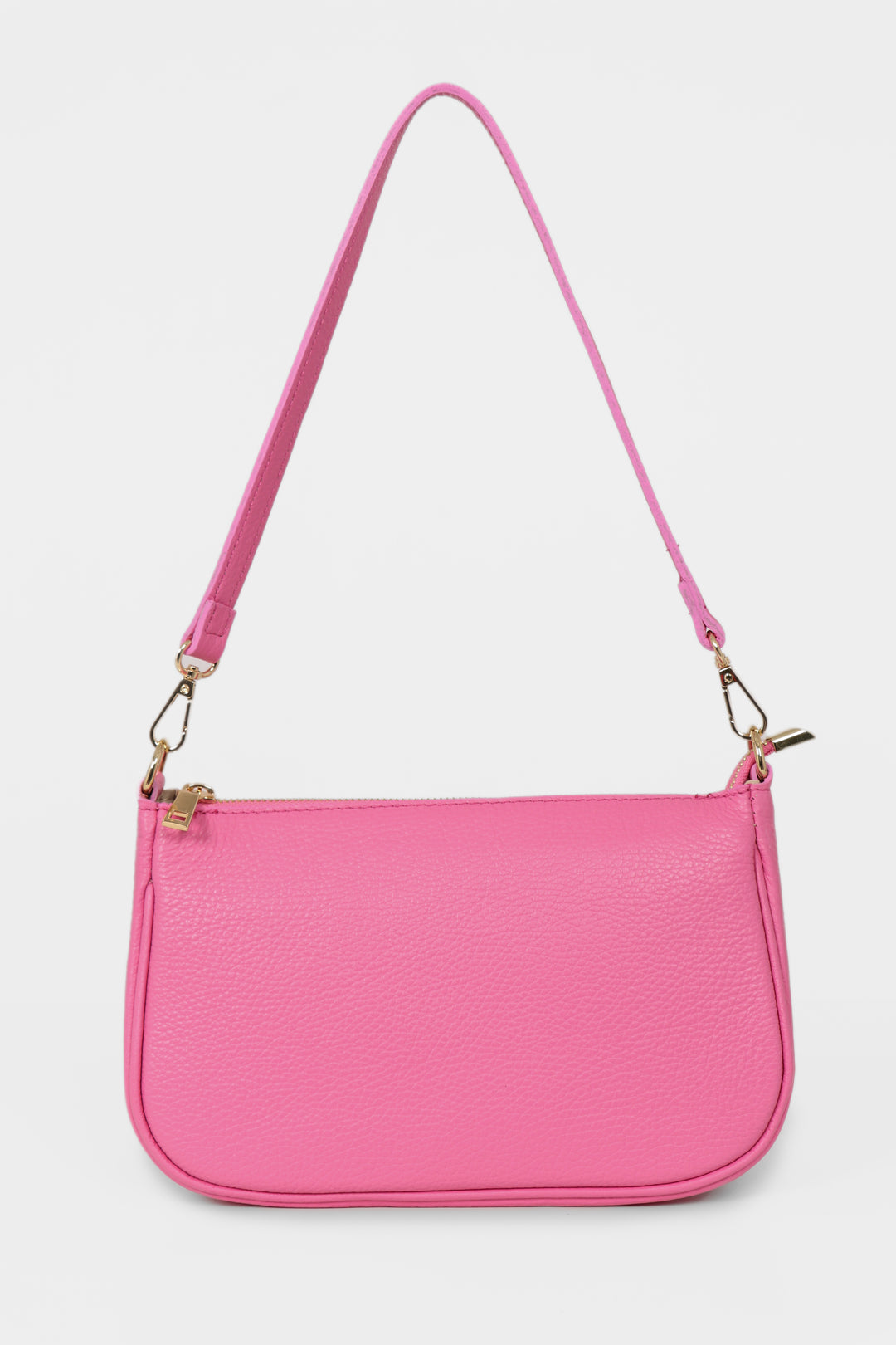 Chloe - Italian Leather Baguette Bag - Hot Pink, Pebbled