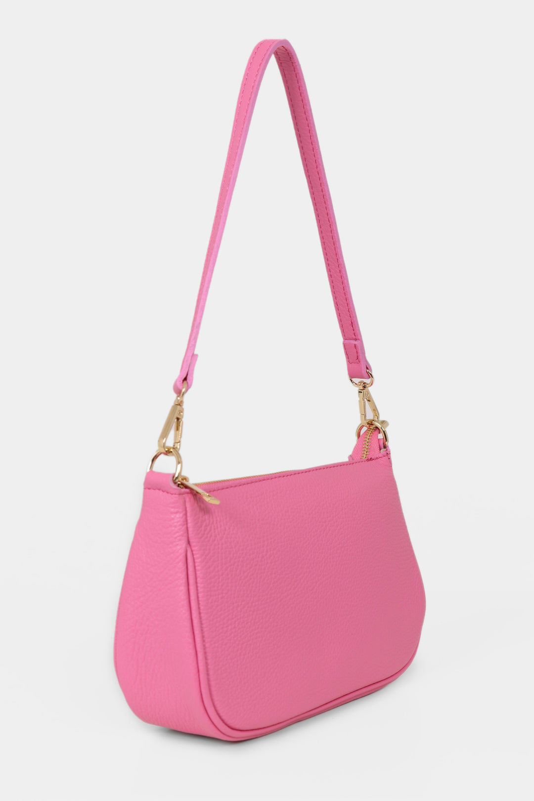 Chloe - Italian Leather Baguette Bag - Hot Pink, Pebbled