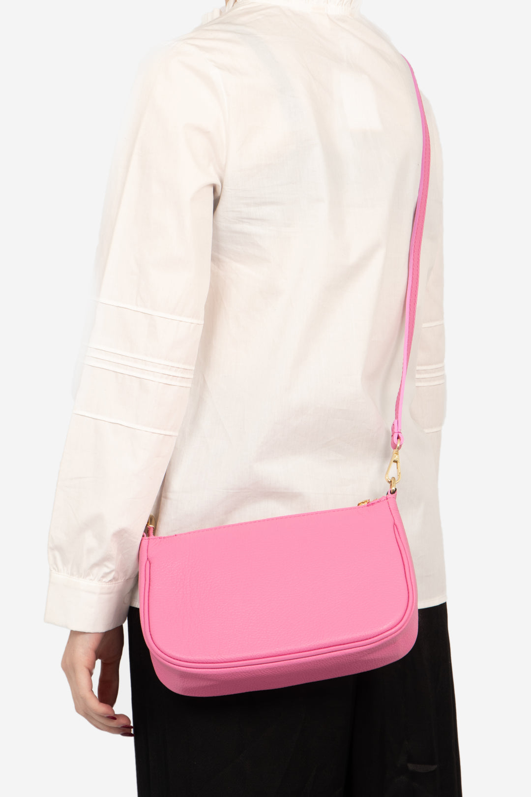 Chloe - Italian Leather Baguette Bag - Hot Pink, Pebbled