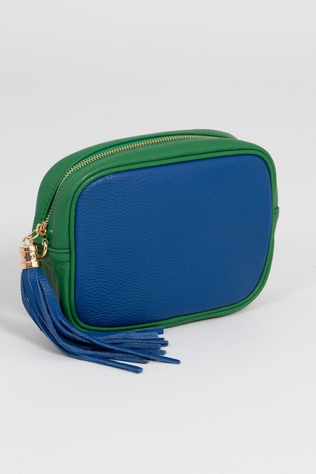 Beau - Italian Leather Crossbody Bag - Blue/Green, Pebbled