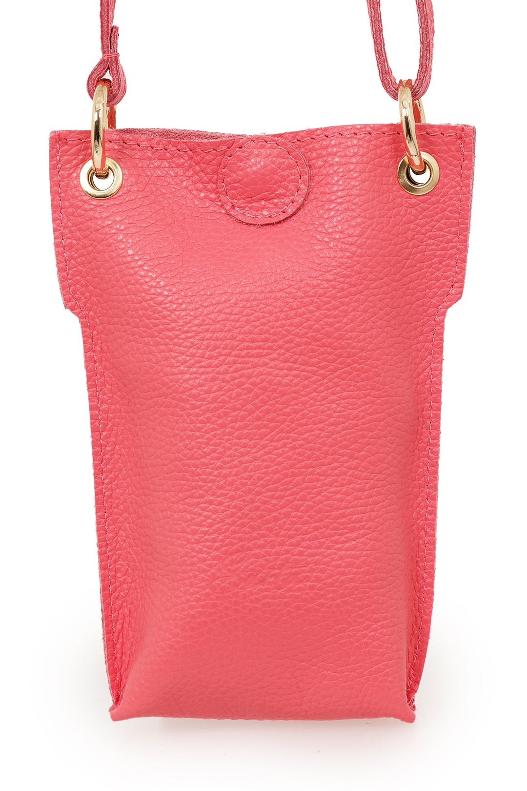 Coral Genuine Italian Leather Crossbody Phone Pouch
