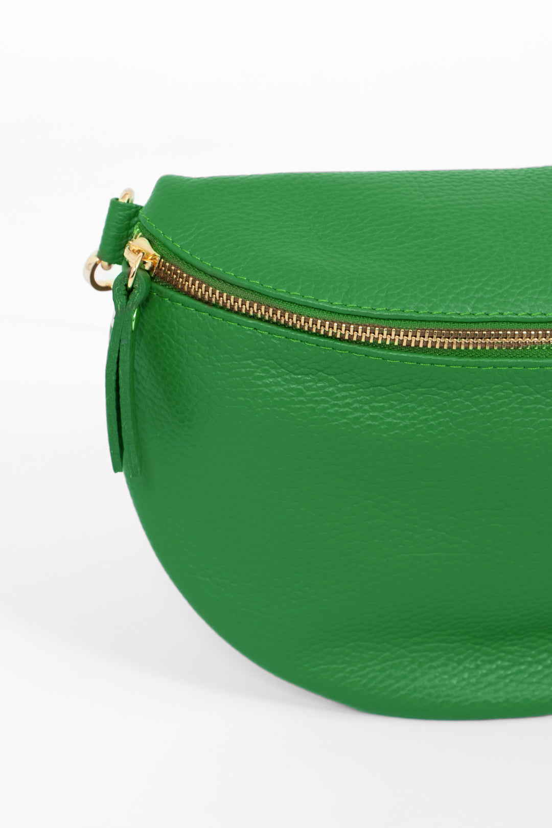 Meadow - Italian Leather Half-Moon Crossbody Bag - Green, Pebbled