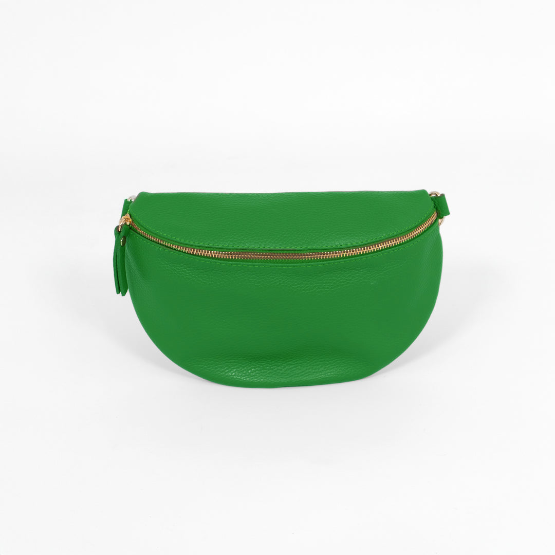 Meadow - Italian Leather Half-Moon Crossbody Bag - Green, Pebbled