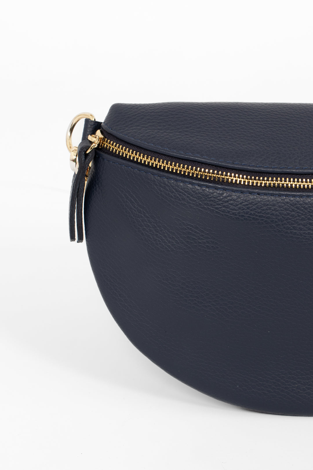 Meadow - Italian Leather Half-Moon Crossbody Bag - Navy Blue, Pebbled