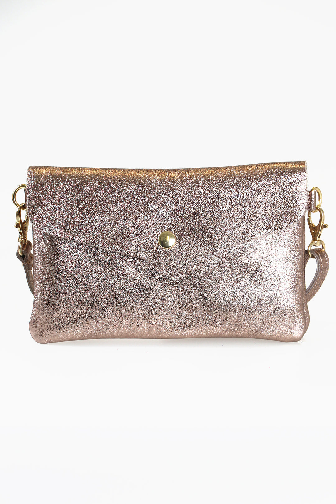 Champagne Large Genuine Italian Leather Envelope Clutch