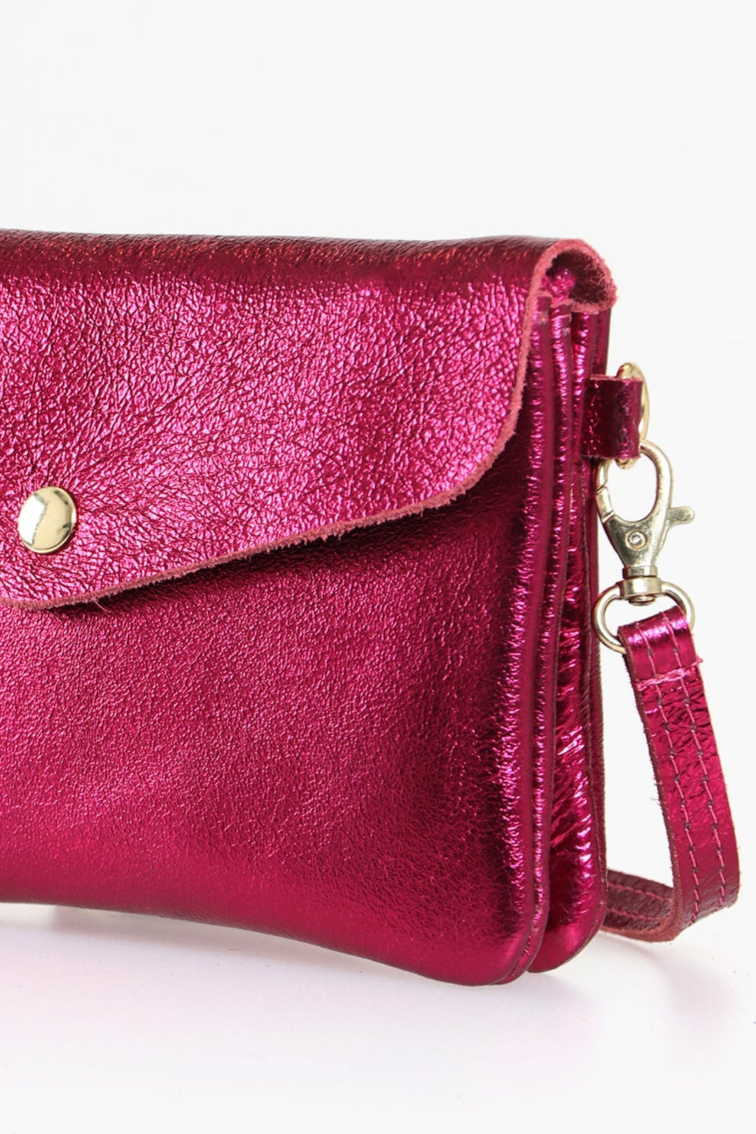 Magenta Large Leather Envelope Clutch