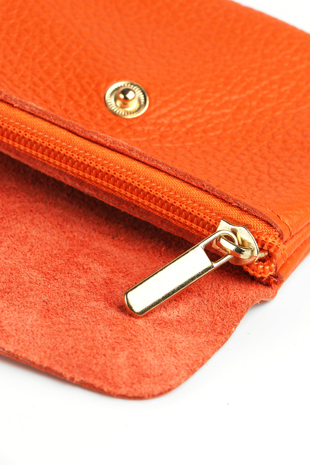 showing the inside of the coin purse with an internal zip closure copartment