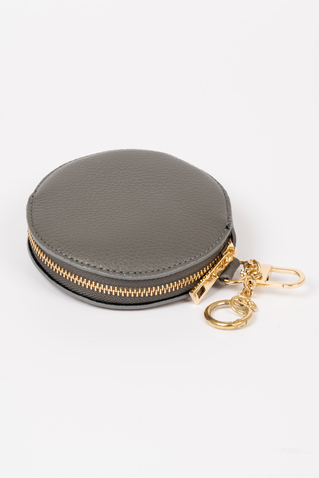 annie-italian-leather-round-clip-on-purse-dark-grey-pebbled-wallet-keychain