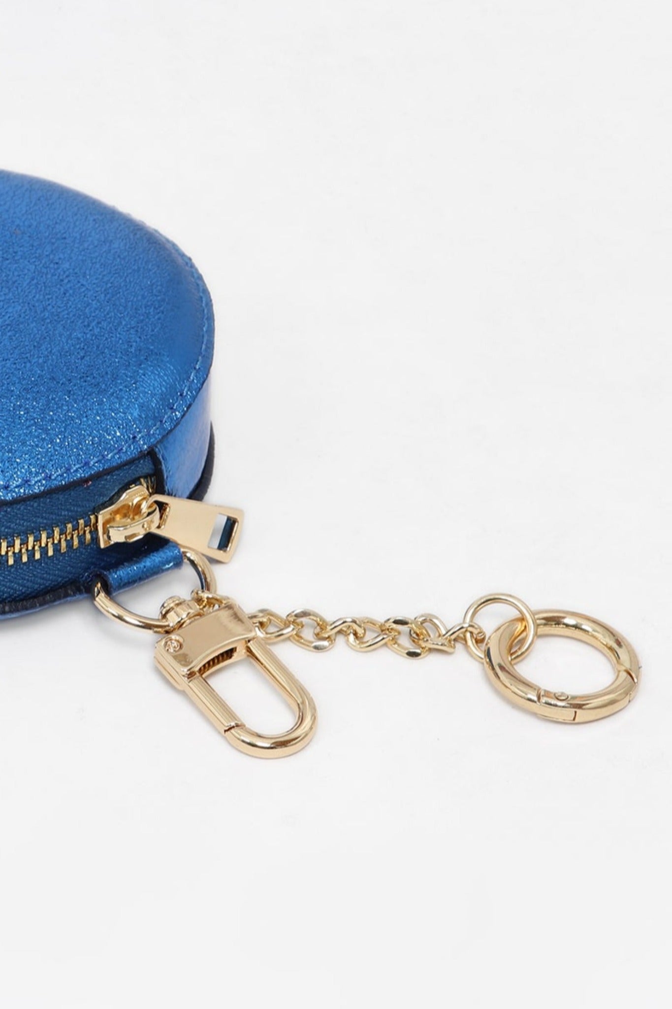 Metallic Blue Leather Round Clip On Coin Purse MSH Wholesale