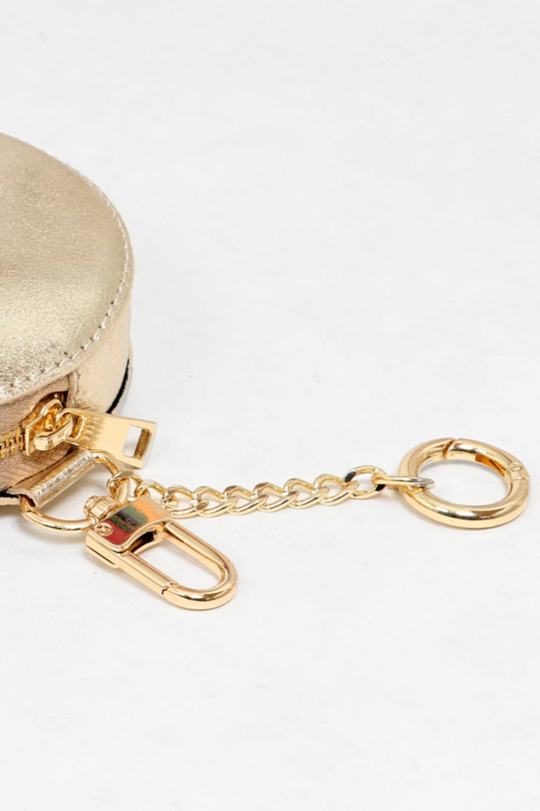 Gold Leather Round Clip-On Coin Purse