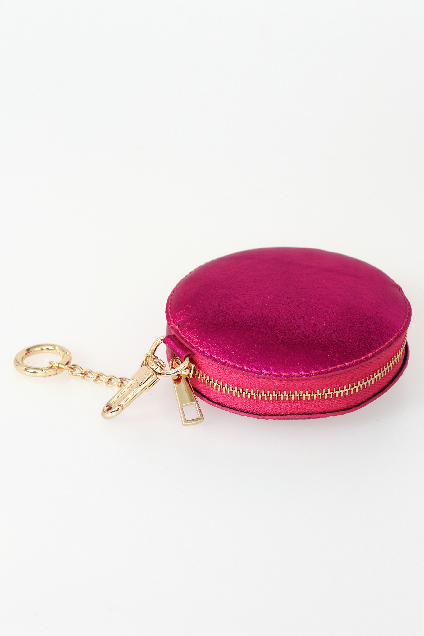 Leather Round Coin Purse Tan