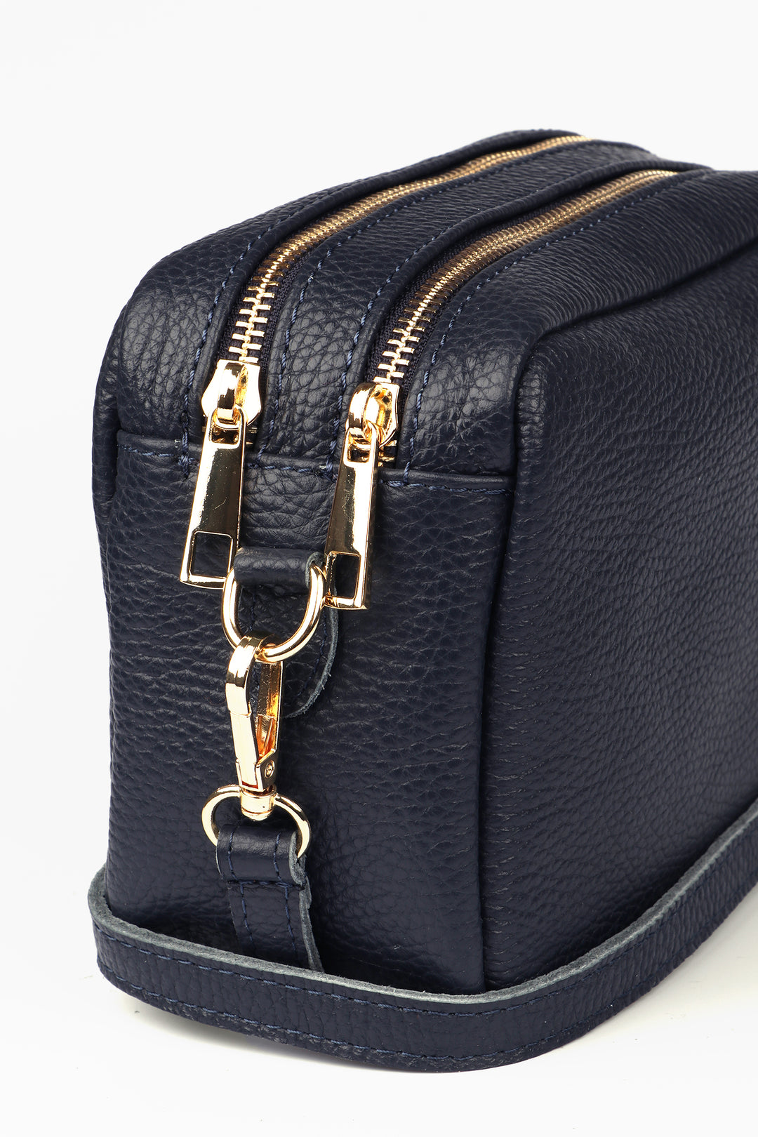 Naomi - Italian Leather Crossbody Bag - Navy Blue, Pebbled