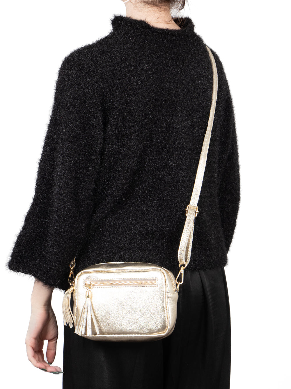 fleur-italian-leather-small-crossbody-bag-gold-metallic-worn-on-model