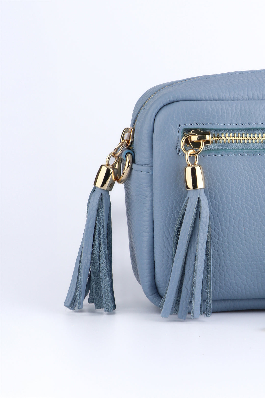 Fleur - Italian Leather Crossbody Bag - Azure Blue, Pebbled