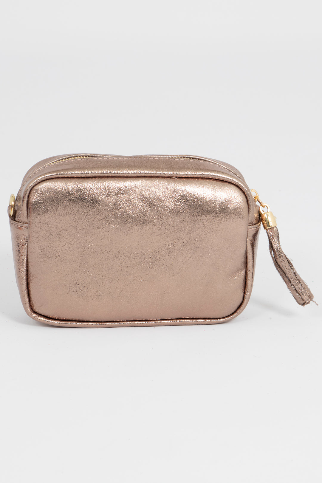 Fleur Italian Leather Crossbody Bag - Champagne, Metallic