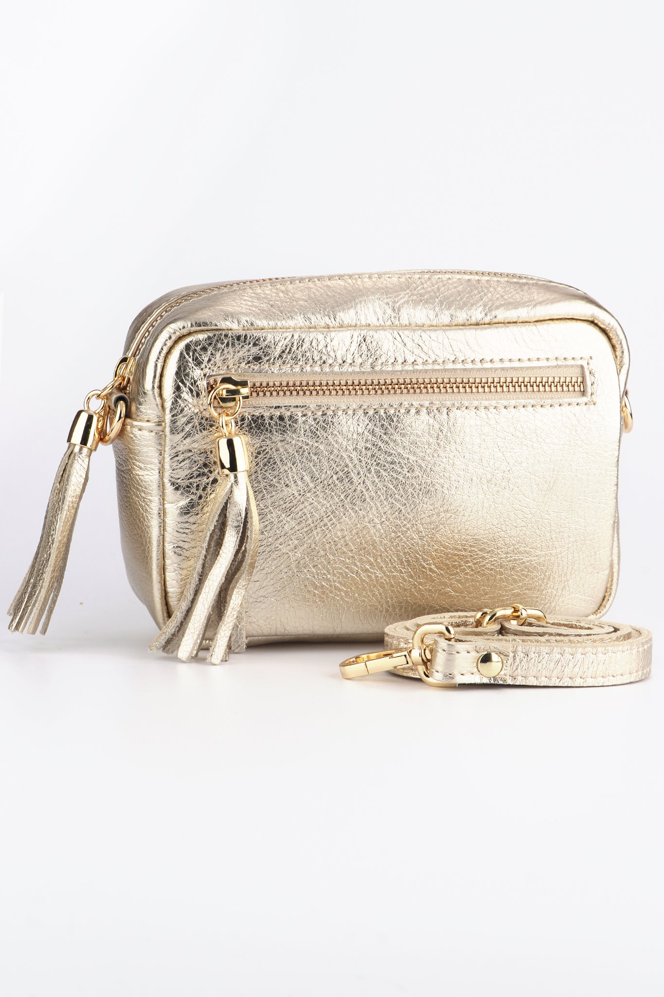 Sarta Italian Leather Cross Body Camera Bag Small Handbag Womens Gold ...