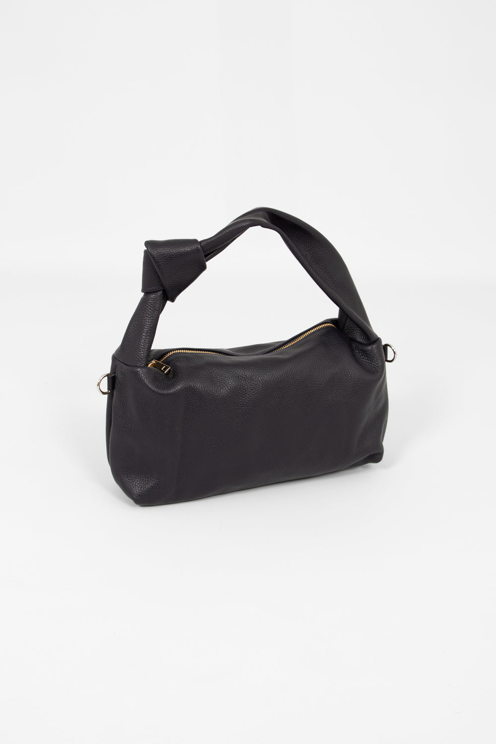 devon-italian-leather-knotted-shoulder-bag-navy-blue-pebbled-side-view-top-zip-fastening