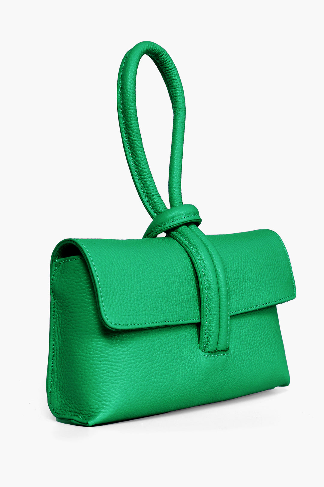 Trixie-Clutch-Bag-Pebbled-Italian-Leather-in-Bright-Green-Side