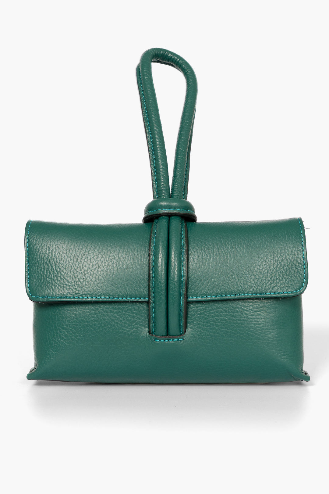 trixie-forest-green-pebbled-clutch-bag-front-view
