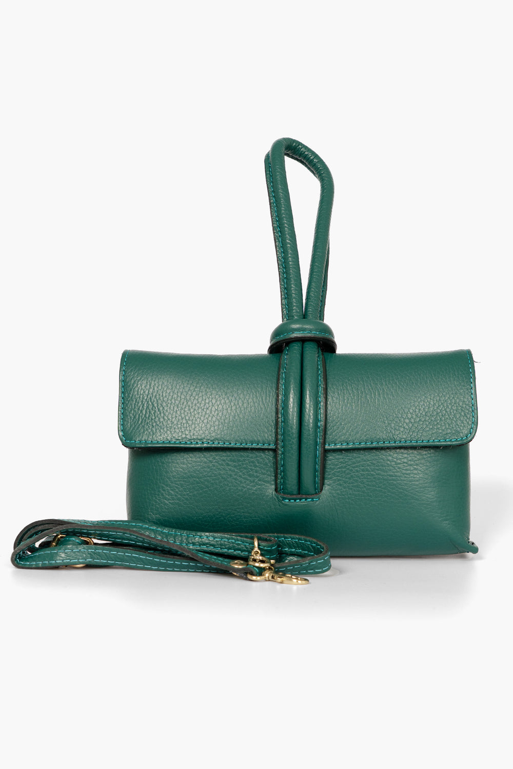 trixie-forest-green-pebbled-clutch-bag-detachable-crossbody-strap