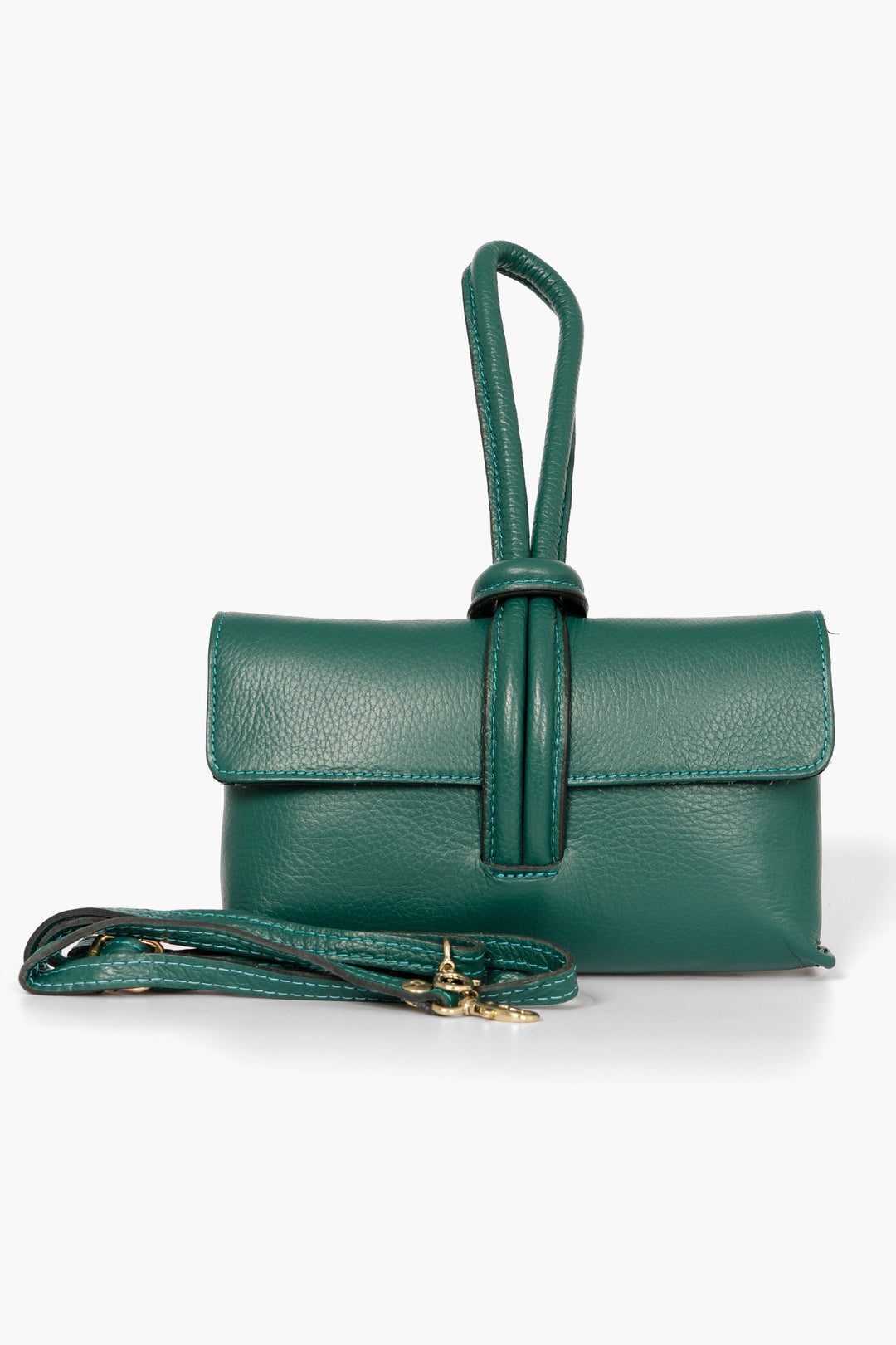 trixie-forest-green-pebbled-clutch-bag-detachable-crossbody-strap