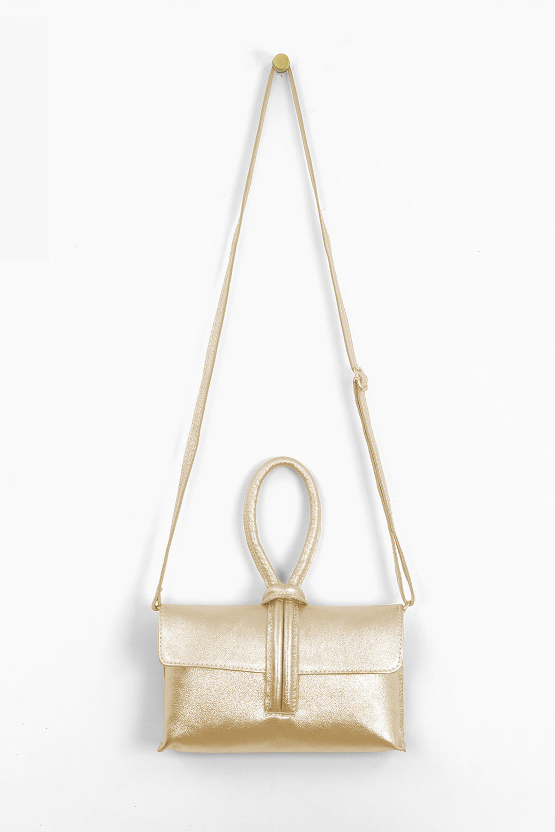 Trixie Italian Leather Wristlet Clutch Bag - Gold, Metallic