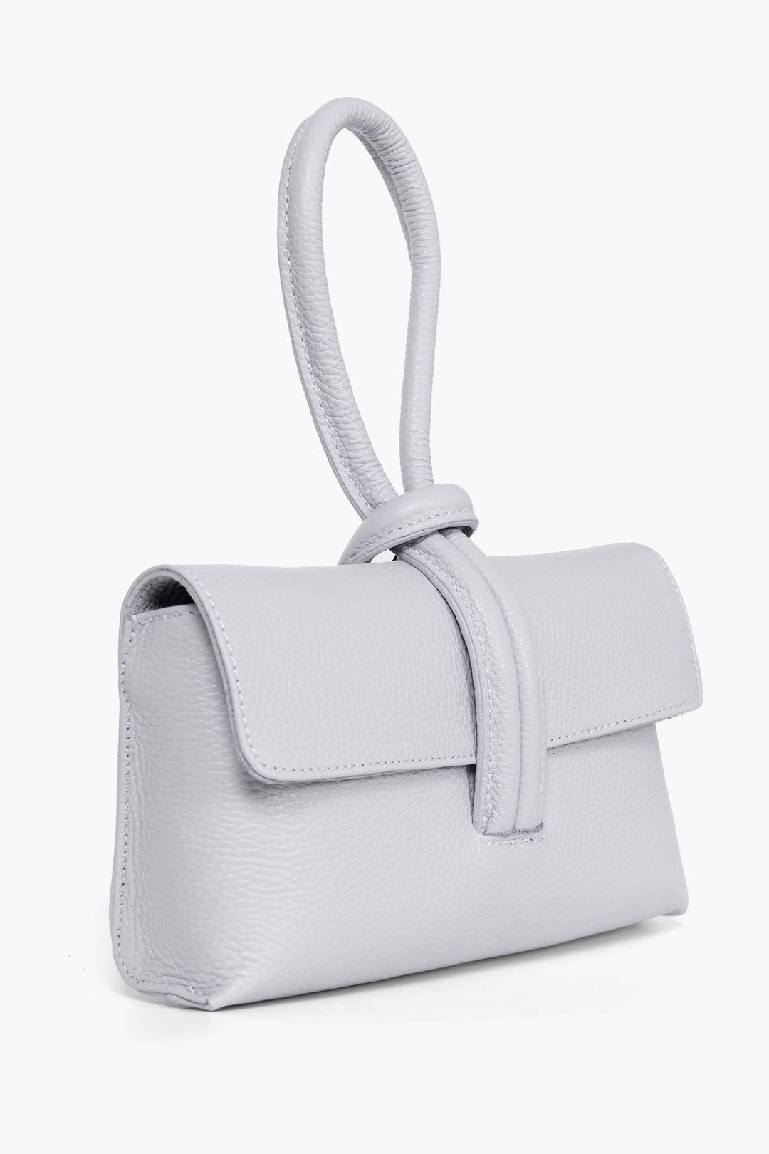 Trixie-Clutch-Bag-Pebbled-Italian-Leather-in-Light-Grey-Side