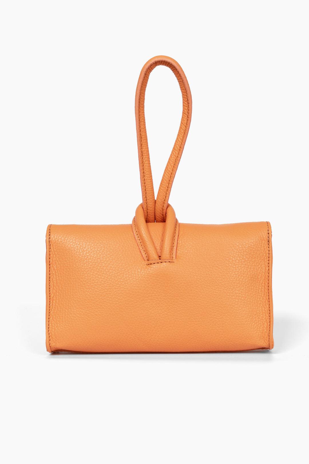 trixie-apricot-pebbled-italian-leather-clutch-bag-rear-view-loop-handle-fastening