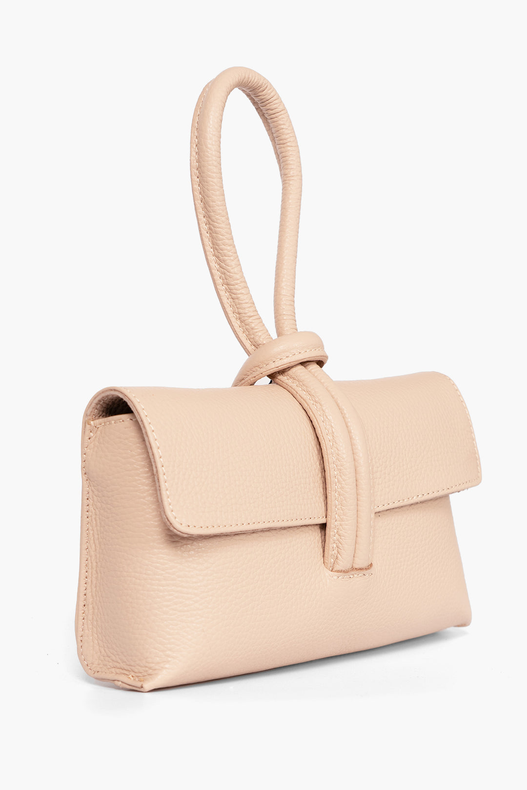 trixie-nude-pebbled-clutch-bag-side-view-loop-handle