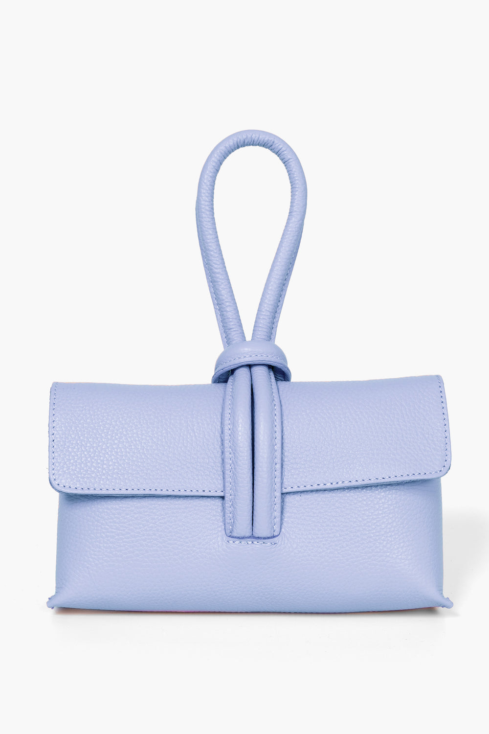 Trixie-Clutch-Bag-Pebbled-Italian-Leather-in-Powder-Blue-Front