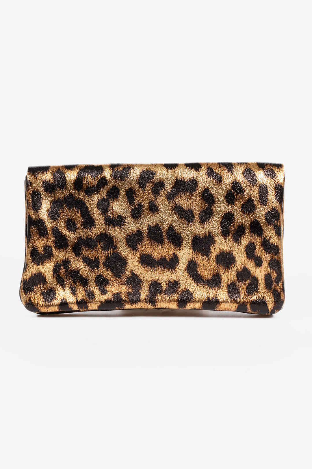 Sadie Italian Leather Coin Purse - Gold Metallic Leopard Print, Metallic