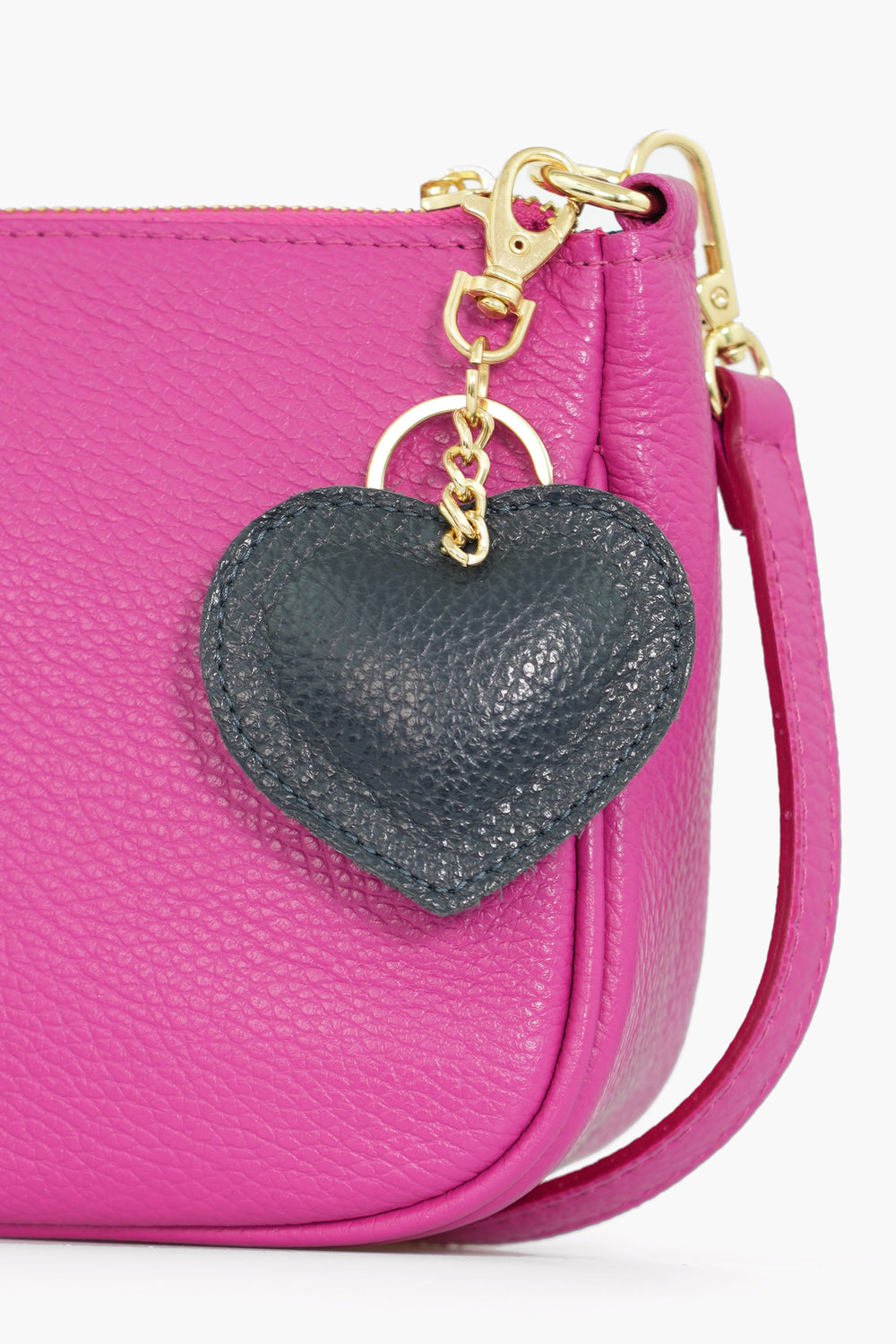 valentina-italian-leather-love-heart-keyring-navy-blue-pebbled-attached-to-a-bag