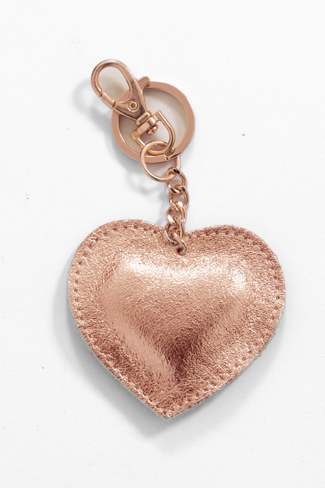 Valentina Love heart Italian Leather Keyring in Peach Gold