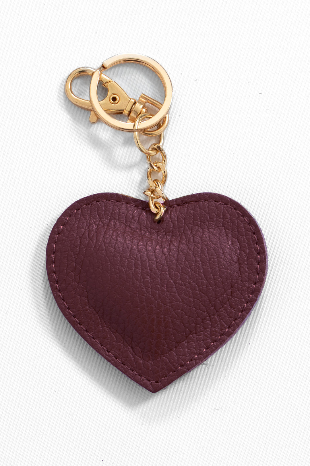 Valentina Love heart Italian Leather Keyring in Wine